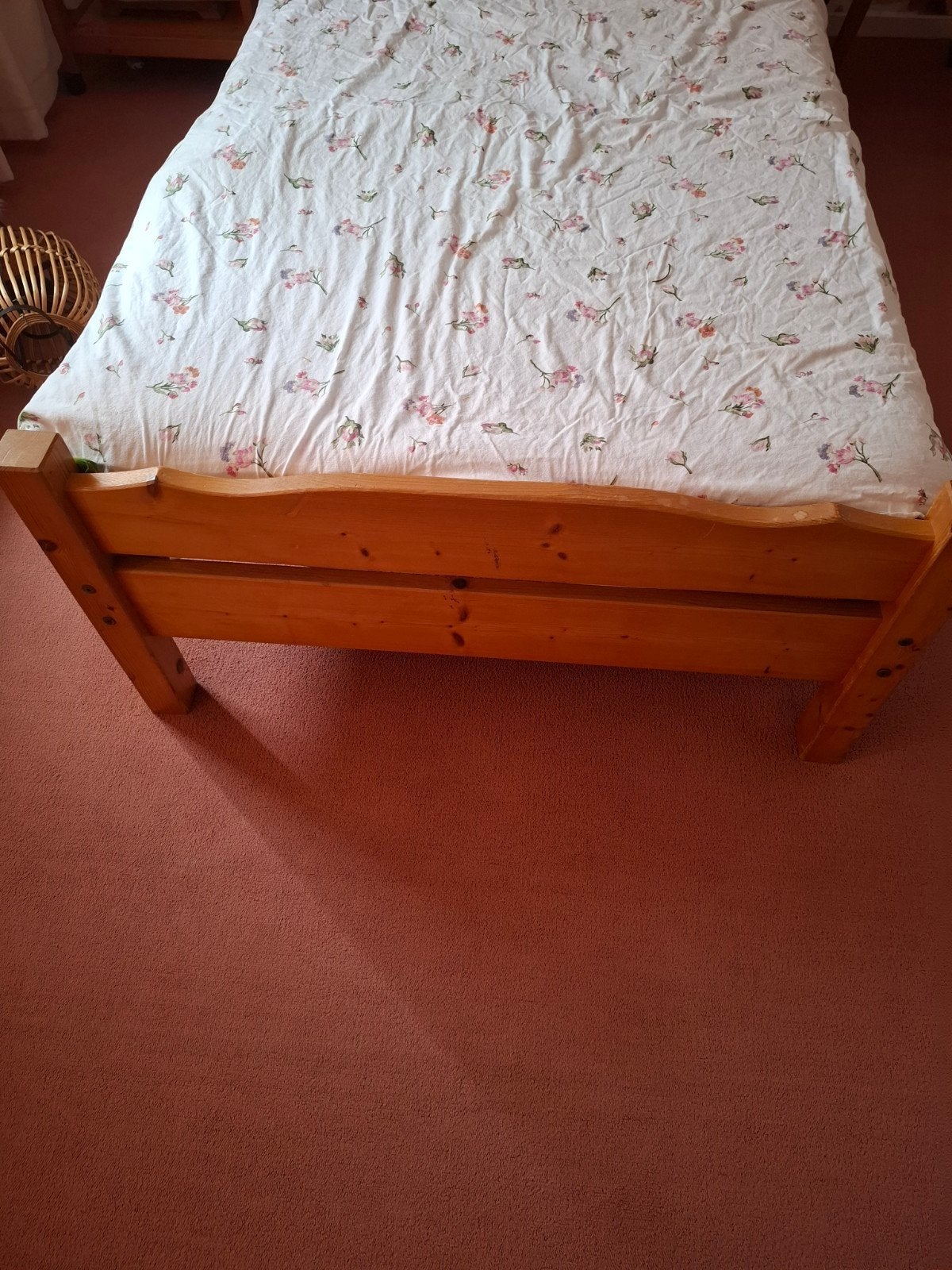 Houten eenpersoonsbed met lattenbodem 90x200, Ophalen, Gebruikt, 90 cm, Eenpersoons