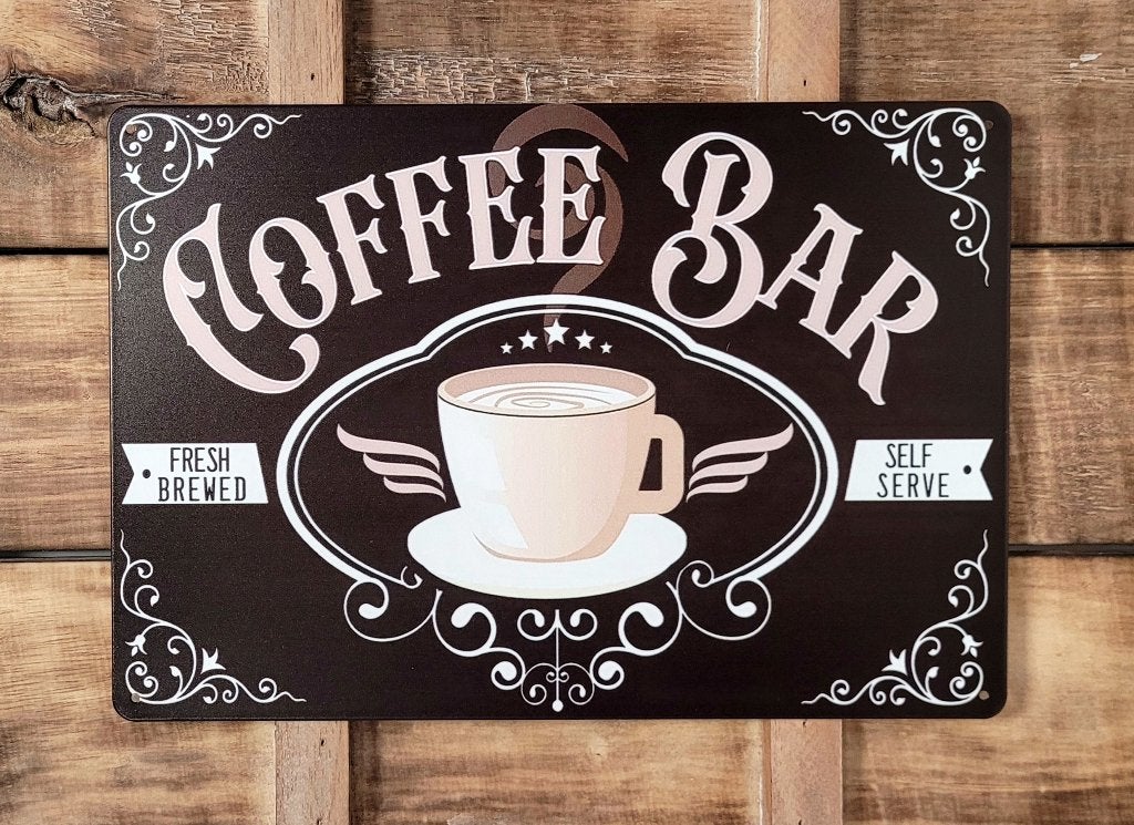 Coffee Bar koffie reclamebord van metaal wandbord decoratie, Info@deconoord.nl, Deco Noord, Nieuw, Ophalen of Verzenden