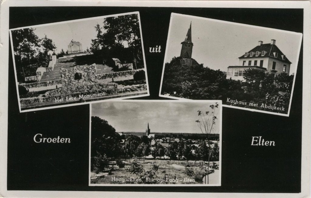 Elten  3 luik Groeten uit  1959, Verzamelen, Verzenden, 1940 tot 1960, Gelopen, Gelderland