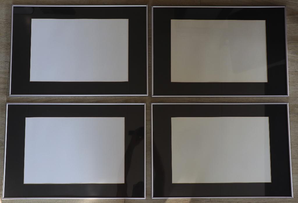 4 aluminium fotolijsten 60 x 40 cm met passepartout, Ophalen, Gebruikt