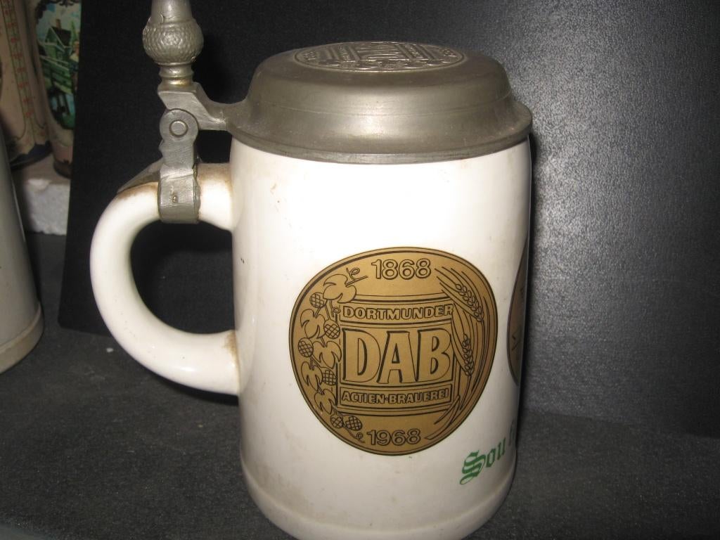 DAB Bierpul keramiek met deksel tgv 100 jarig bestaan 1968, Ophalen of Verzenden, Zo goed als nieuw, Pul(len), Overige merken