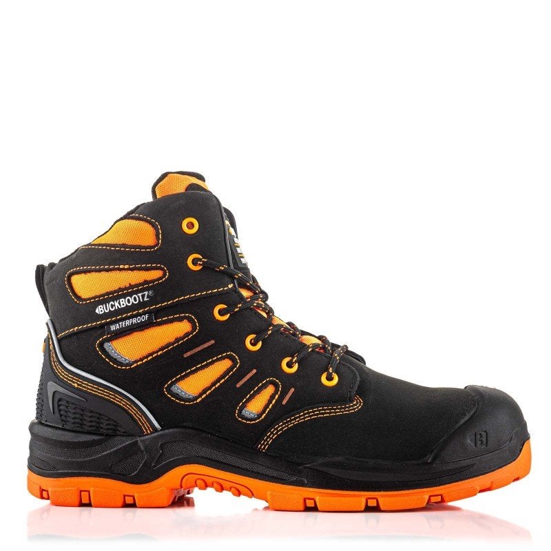 BuckBootz BVIZ2 S7S Waterdichte Werkschoenen Zwart/Oranje, Werkschoenendeal, Marktplaats@werkschoenendeal.nl, Zwart, Buckbootz