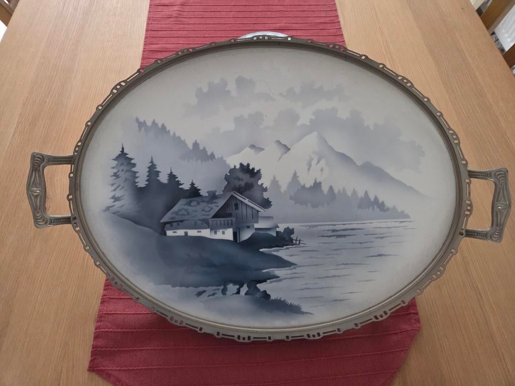 Te koop antiek dienblad, Ophalen of Verzenden, Rond, Hout