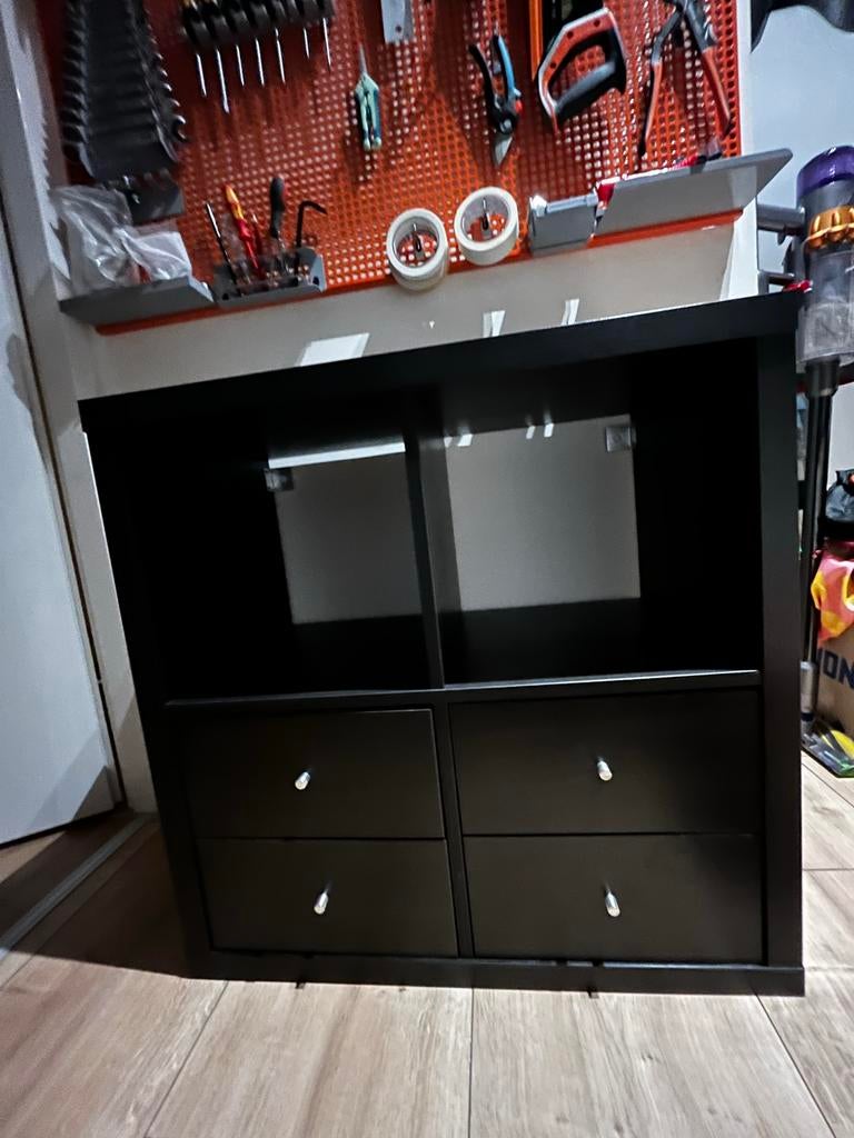 IKEA Kallax kast met 4 lades en ophangbevestigingen, Ophalen of Verzenden, Gebruikt
