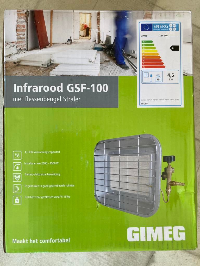 Gimeg Infrarood GSF-100 Straler met flessenbeugel, Gas, Nieuw, Ophalen of Verzenden, Vrijstaand