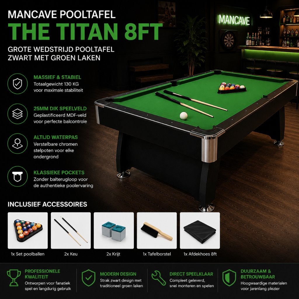 Mancave pooltafel the titan - Speeltafel - Pool -, Kouwehoek 1b, Cave & Garden, Pooltafel, Nieuw