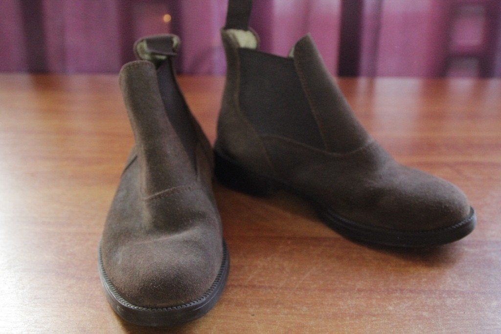 Donkerbruine leren enkellaarzen .Elastiek.Mt 35.Oxylane, Meisje, ., Schoenen, Ophalen of Verzenden