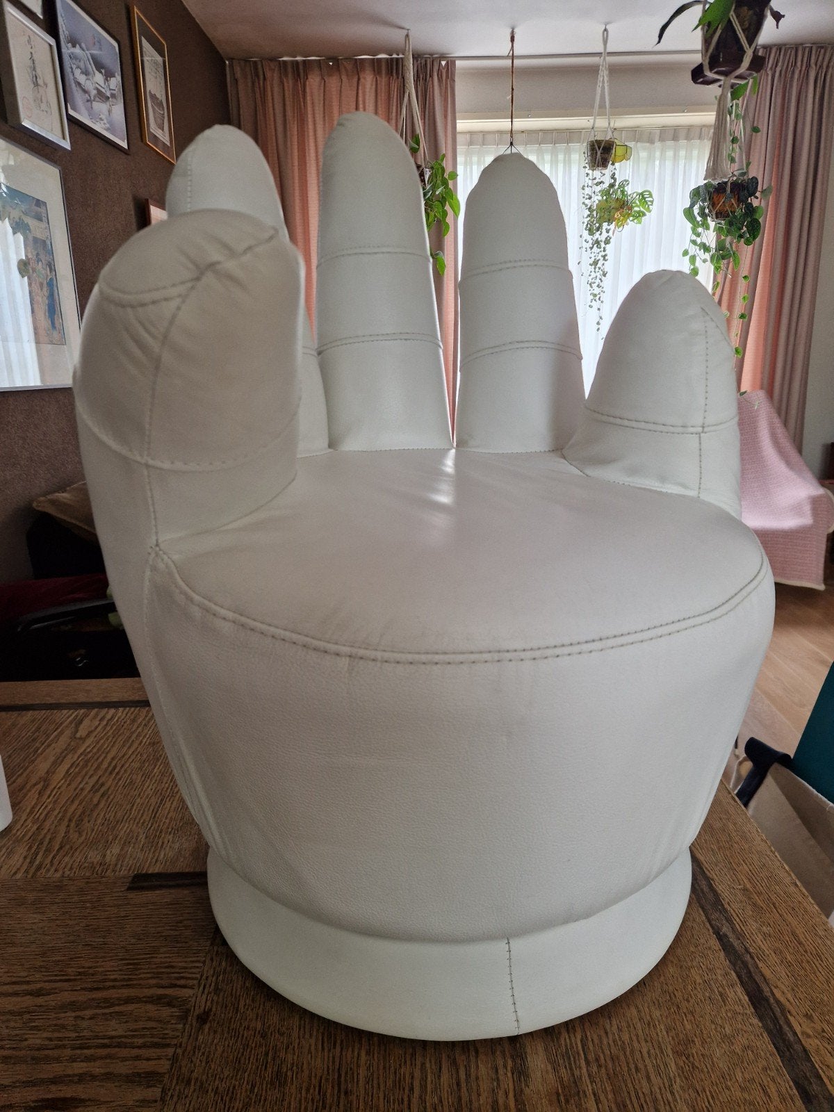 unieke design kinder handstoel, volledig leer, draaibaar, Wit, Leer, Ophalen of Verzenden, Zo goed als nieuw