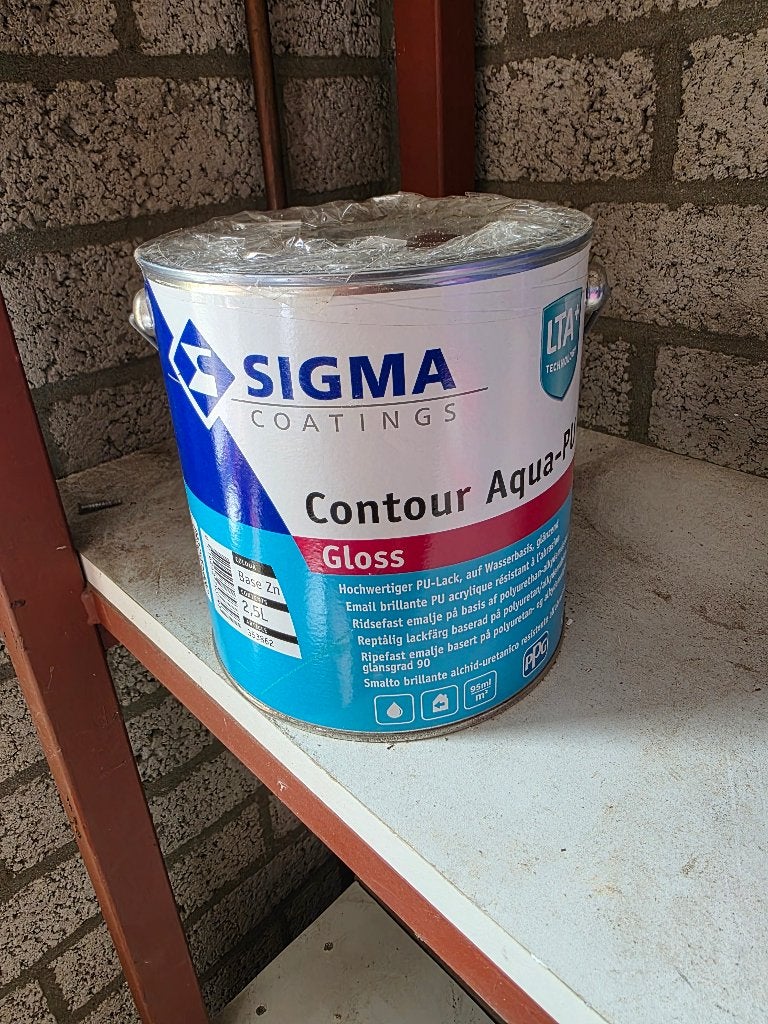 Sigma Contour Aqua Gloss wit 2,5l, Ophalen, Wit, Nieuw, Lak