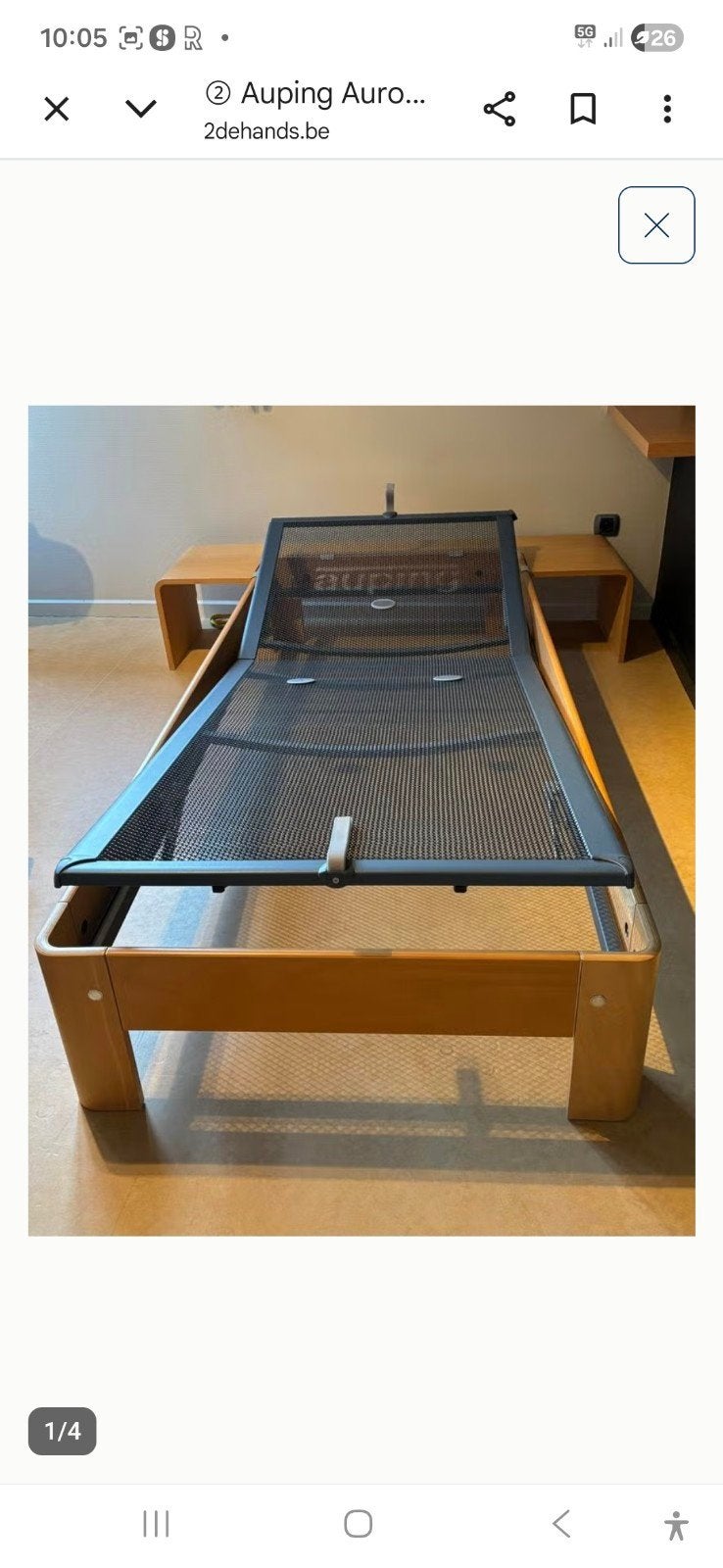 Auping Auronde bedframe met verstelbare spiraalbodem, Ophalen, Bruin, Modern, Tijdloos, 200 cm