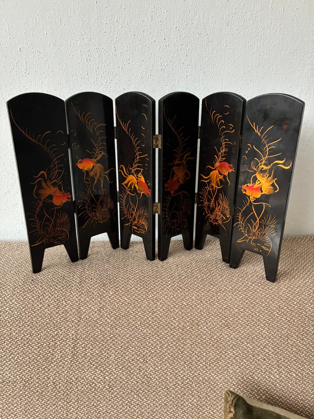 Vintage Chinees Tafelscherm dubbelzijdig hoog 26 cm, Ophalen