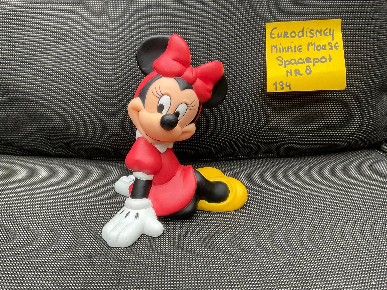 Gebruikte vintage Disneyland Parijs Minnie Mouse spaarpot, Ophalen, Mickey Mouse, Gebruikt, Beeldje of Figuurtje