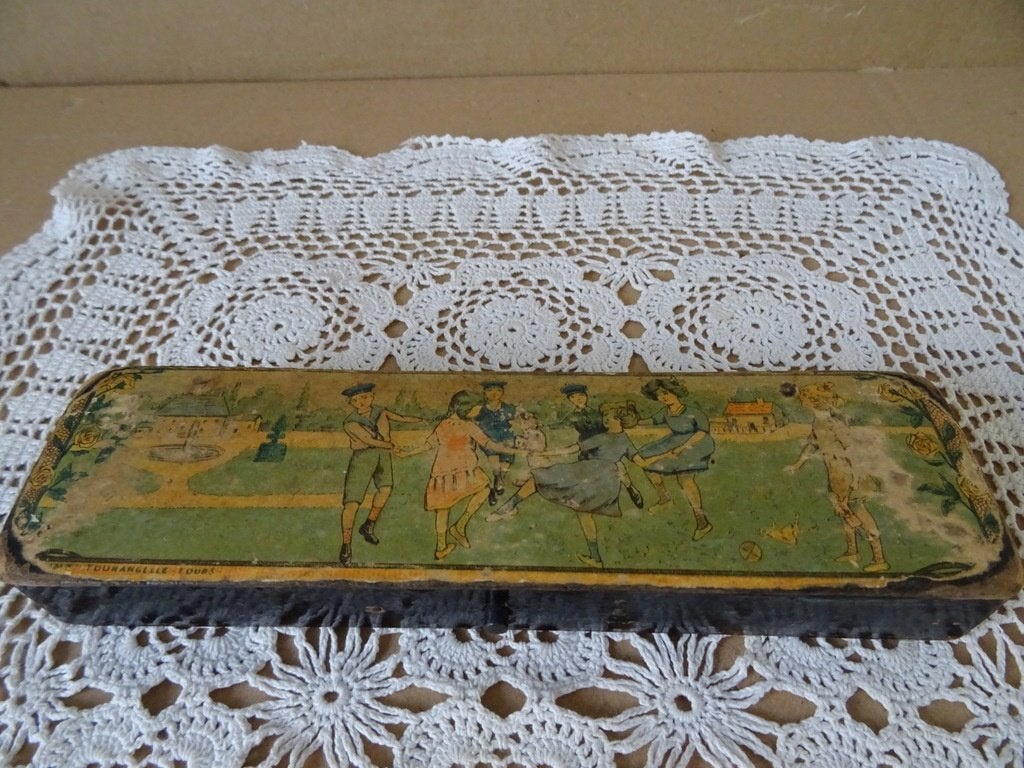 Curiosa antieke pennendoos antieke houten school pennendoos, Antiek en Kunst, Ophalen of Verzenden