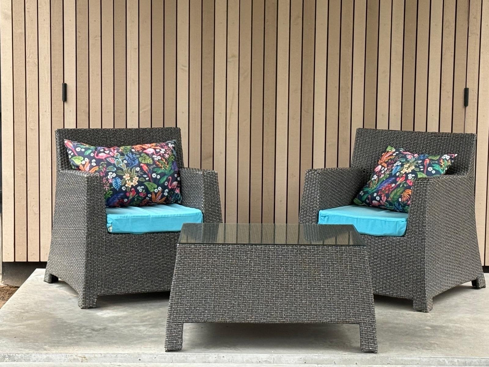 Wicker Tuinset met 2 Stoelen en Salontafel, Tuin en Terras, Gebruikt, Bijzettafel, Wicker, Tuinset