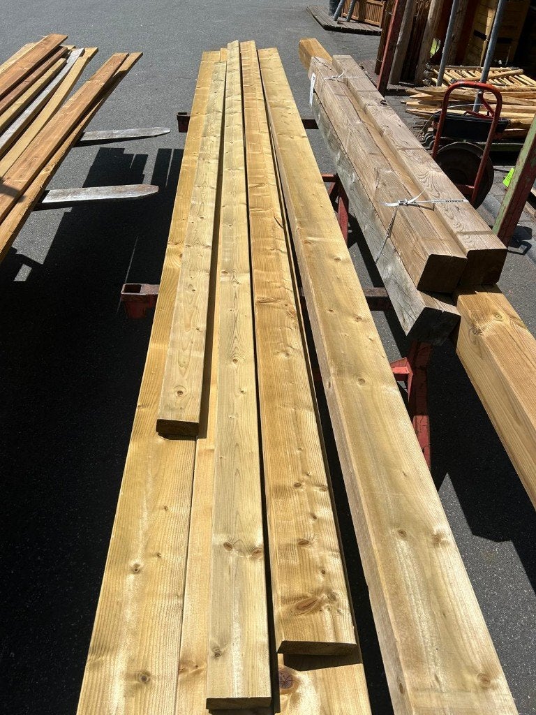 vuren balken geïmpregneerd nr. 762, Tuin en Terras, Palen, Balken en Planken, Ophalen, Gebruikt, 250 cm of meer, Balken