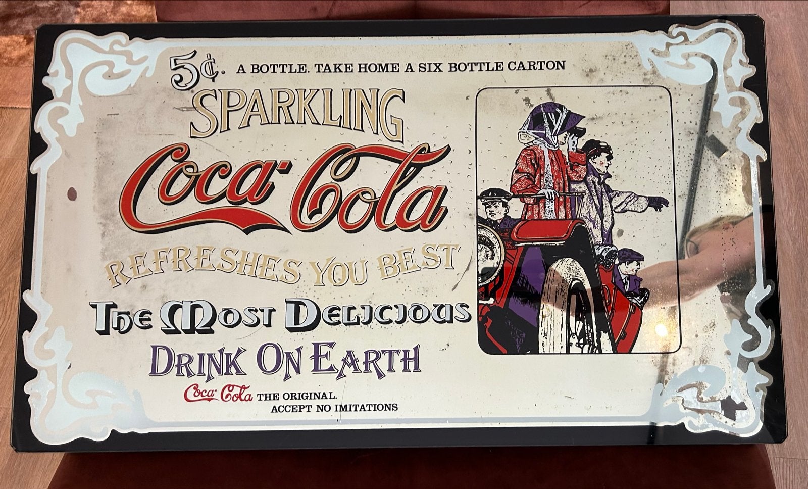 Vintage Coca-Cola Spiegel - Verzamelaarsobject, Verzamelen, Ophalen, Gebruikt, Reclamebord