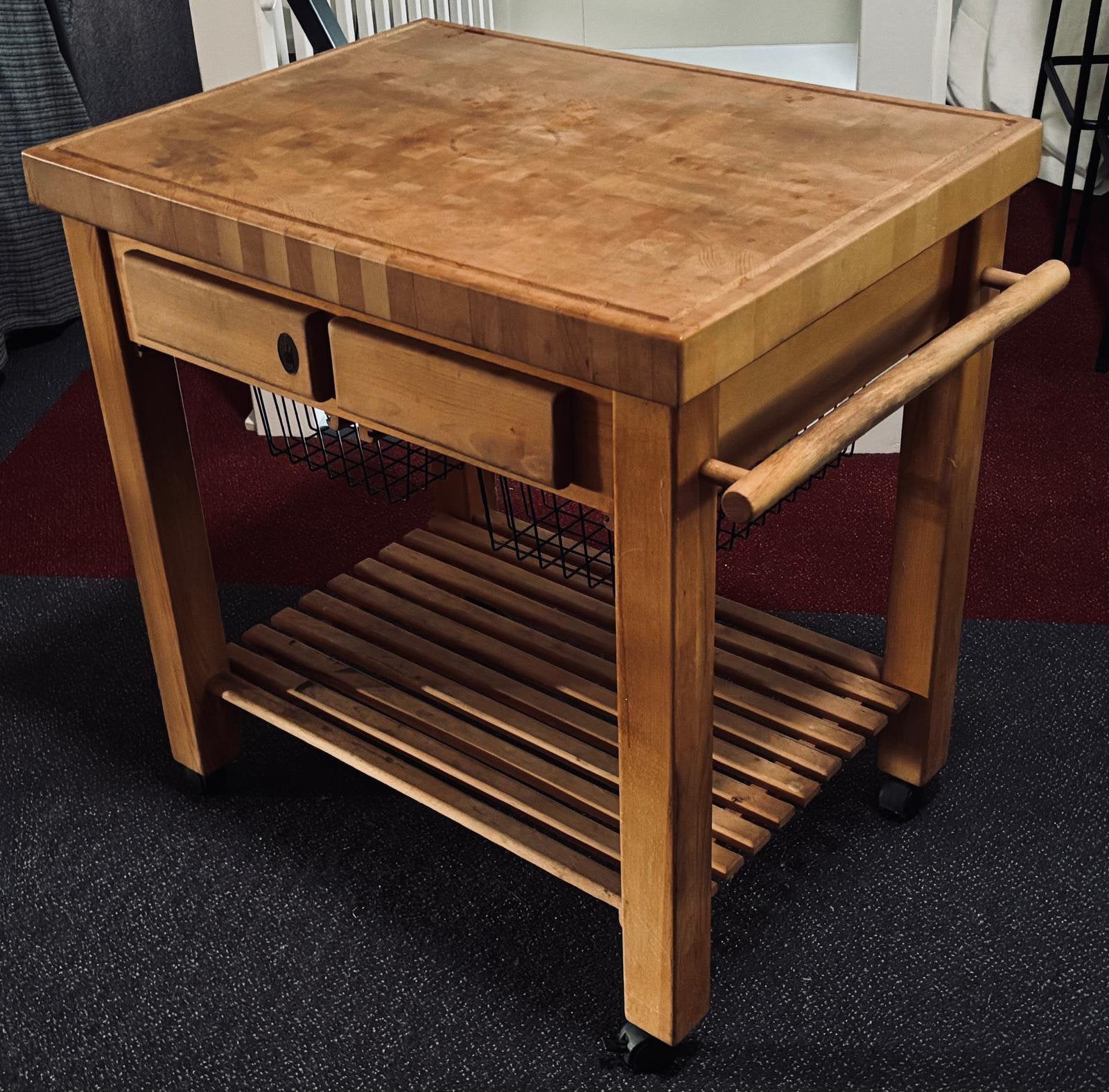 Robuuste houten keuken trolley zwaren kwaliteit, Ophalen, Gebruikt, 50 tot 100 cm, Minder dan 100 cm