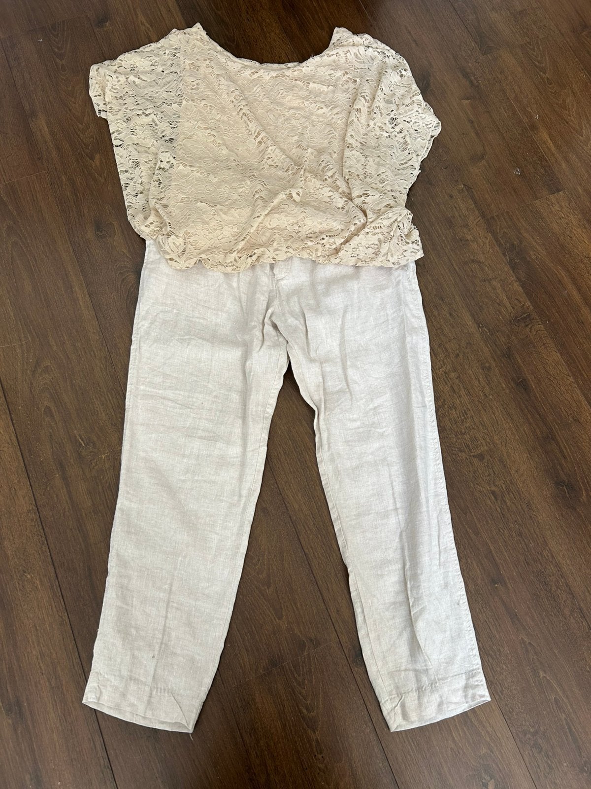 Linnen bbroek top van kant, Ophalen of Verzenden, Zo goed als nieuw, Maat 46/48 (XL) of groter, Lang