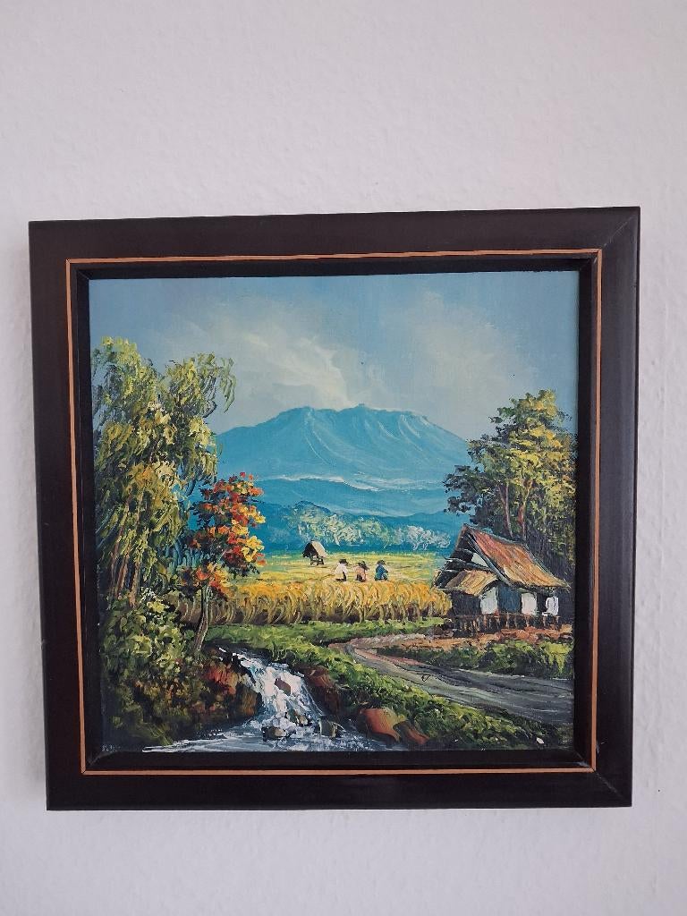 Schilderij met tropisch Indisch landschap, Ophalen