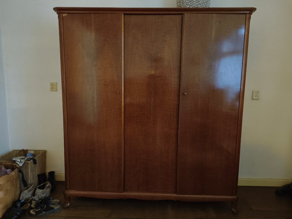 Prachtige houten kledingkast met hanggedeelte en lades, Huis en Inrichting, Kasten | Kledingkasten, Gebruikt, 150 tot 200 cm, 150 tot 200 cm
