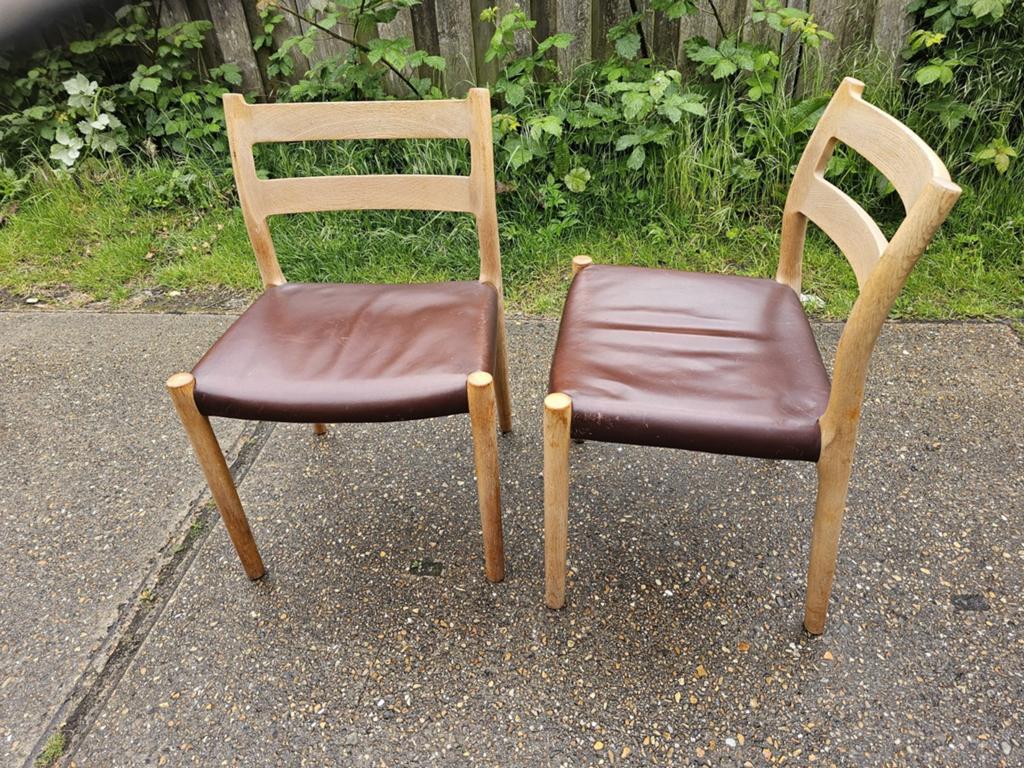 Niels Otto Möller Model 84 Stoelen x4 Deens Vintage Teak, Ophalen, Gebruikt, Bruin