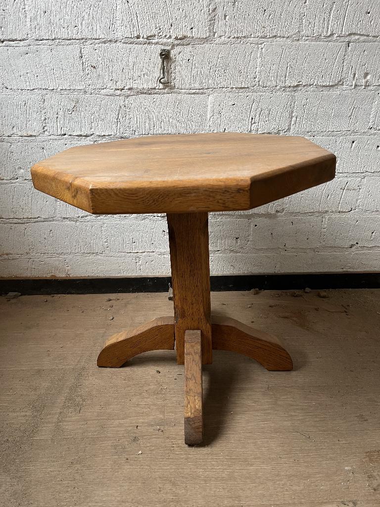 Eikenhouten bijzet-/ salontafel, 6 hoekig., Minder dan 55 cm, Gebruikt, Overige vormen, Hout