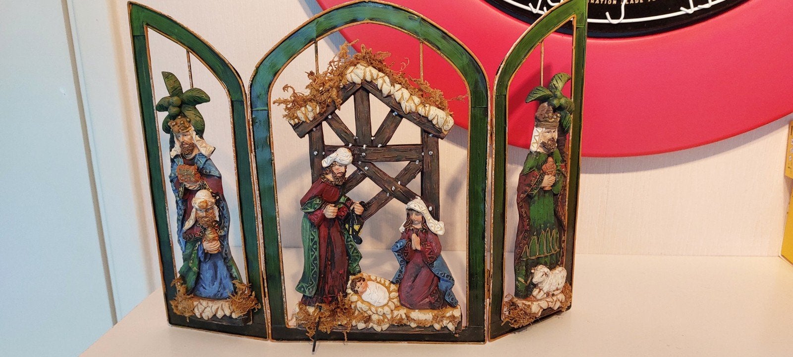 Bijbels Drieluik Kerststal met Wijzen en Jozef & Maria, Diversen, Ophalen, Gebruikt