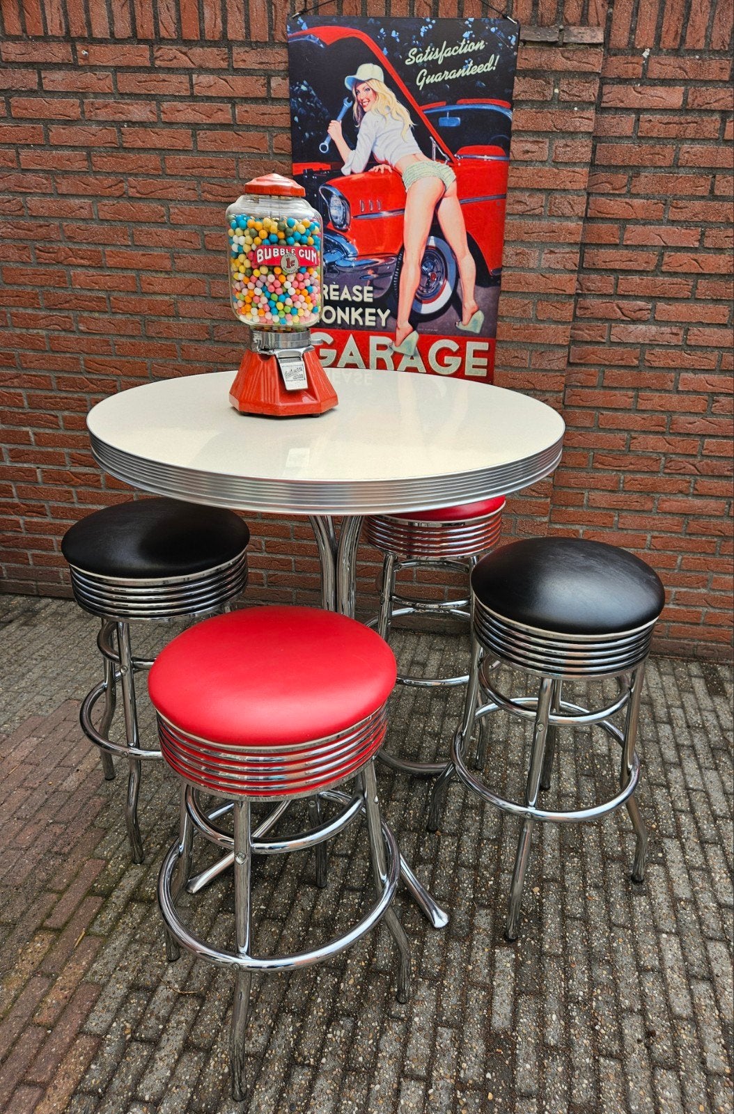 FIFTIES SIXTIES AMERIKAANSE BEL AIR BARKRUKKEN MET BARTAFEL, Huis en Inrichting, Barkrukken, Ophalen, 60 tot 90 cm, Met voetsteun