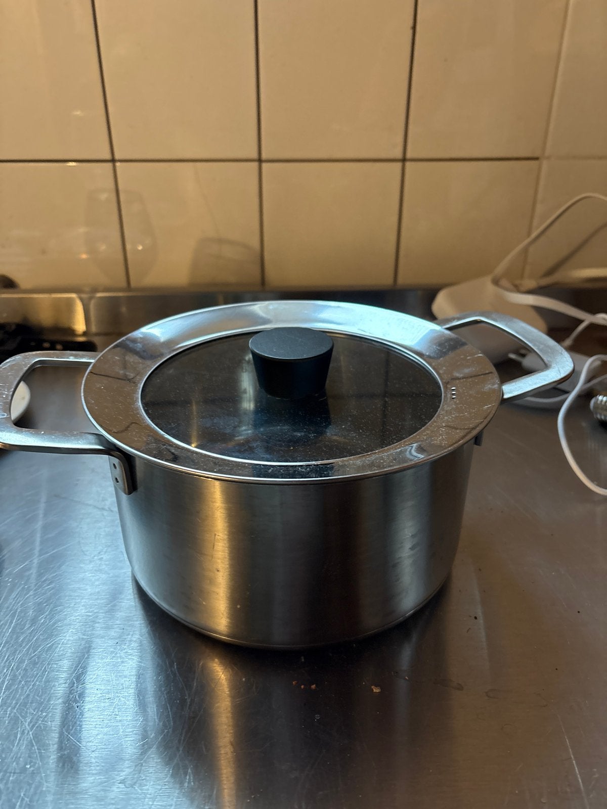 kookpan met glazen deksel, Ophalen of Verzenden, Gebruikt, Rvs, Kookpan of Snelkookpan