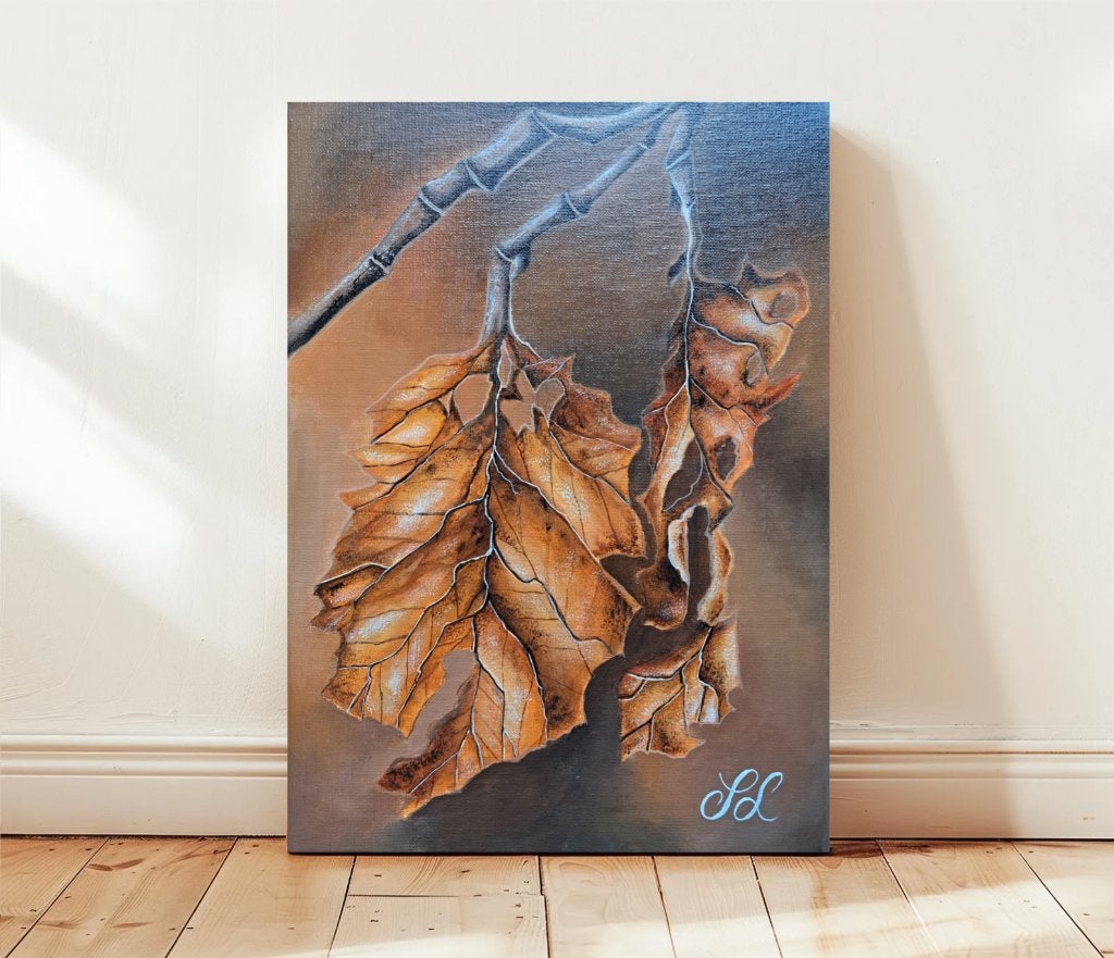 Hand-Painted Autumn Leaves. (30x40 cm), Acrylverf, Realistisch, Landschap, Gesigneerd