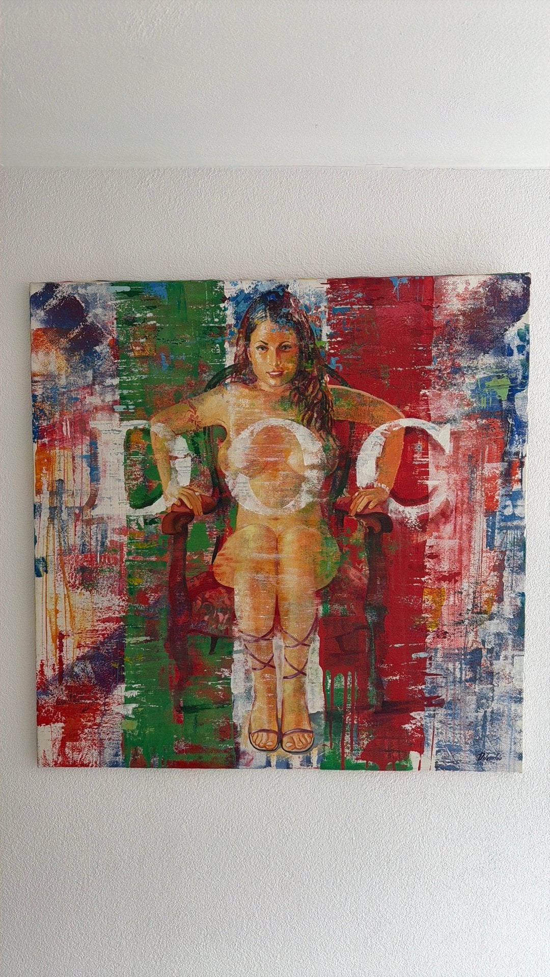 Delvecchio 1meter bij 1 meter Italiaanse schilder, Antiek en Kunst, Ophalen