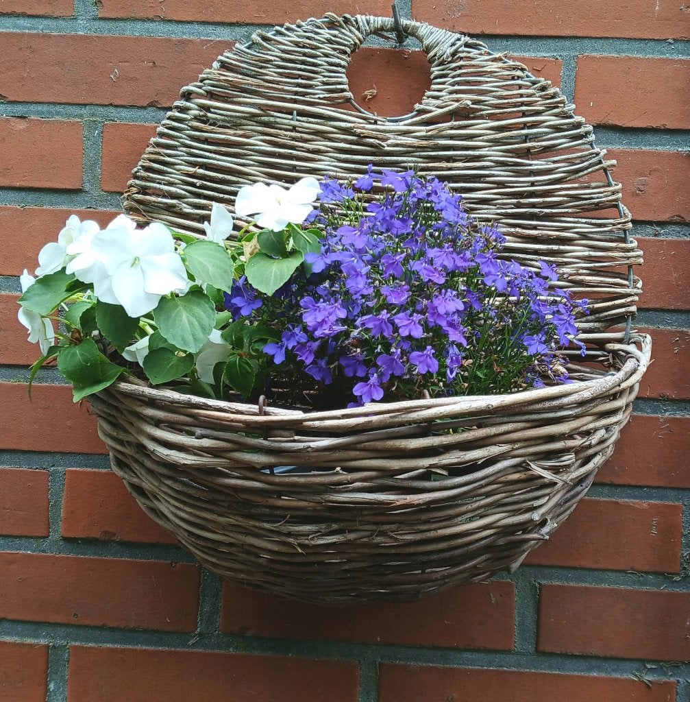Rieten wandhanger voor bloemetjes en plantjes, Overige materialen, Gebruikt, Minder dan 30 cm, Ophalen of Verzenden