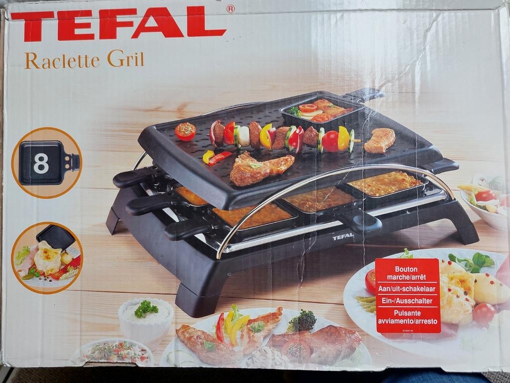 Gourmet set Tefal met grillplaat en 8 pannetjes, Ophalen, Gebruikt, 4 t/m 7 personen
