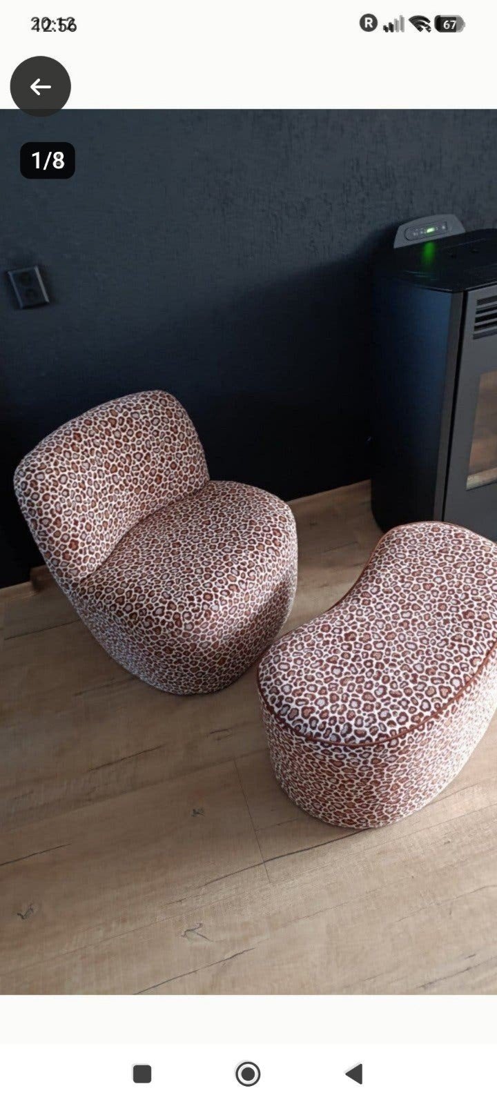 Nieuw stoeltje met poef Kwantum - Leopard print, Ophalen, Eenpersoons, Nieuw, Minder dan 150 cm