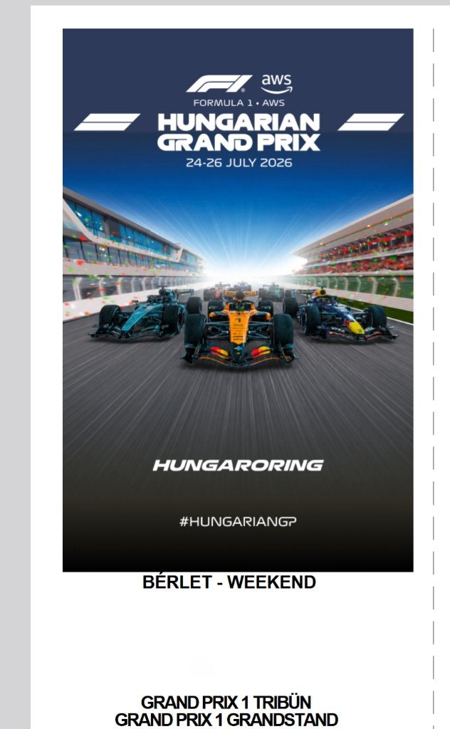 F1 Weekendticket GP van Hongarije Grandstand 1, Tickets en Kaartjes, Eén persoon, Meerdaags