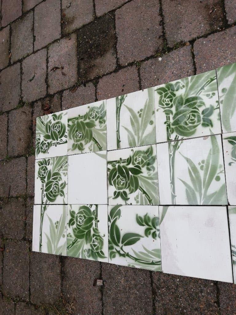 40 st Prachtige mix antieke wandtegels zachtgroen 195x45cm, Ophalen