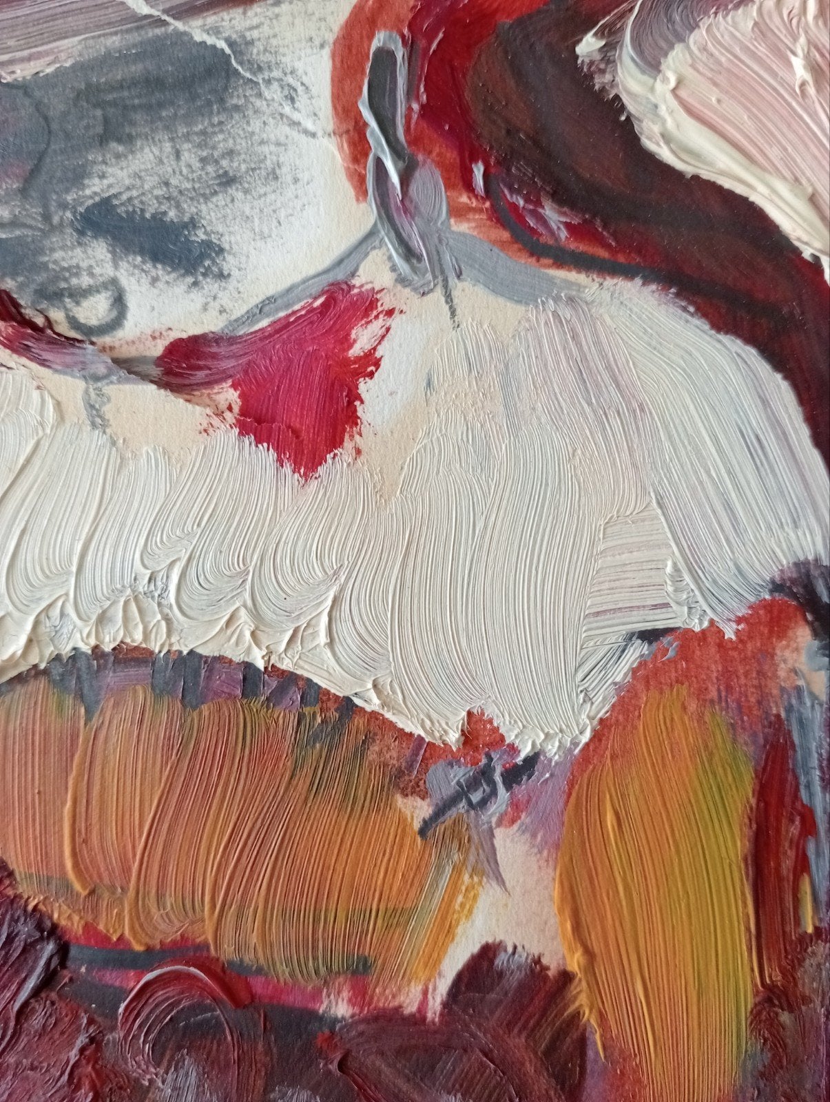 Gouache olieverf op papier Vrouw met hoed jaren 90, Ophalen of Verzenden