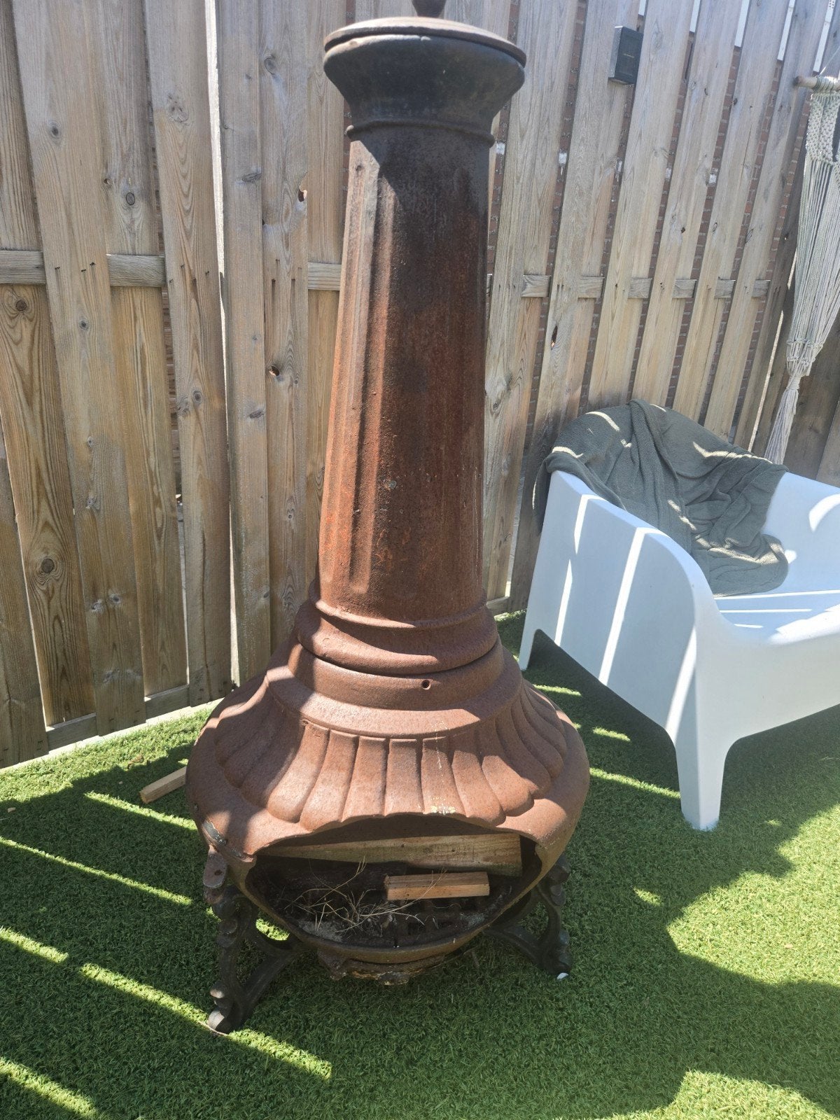 Rustieke gietijzeren vuurton - sfeervol en robuust, Tuin en Terras, Vuurkorven, Ophalen, Gebruikt, Vuurton