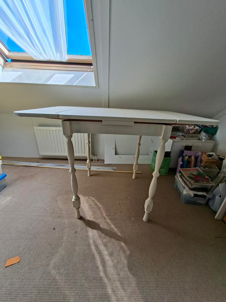 Inklapbare eettafel / keukentafel - Wit, Huis en Inrichting, Tafels | Eettafels, Ophalen, Gebruikt, 50 tot 100 cm, 100 tot 150 cm