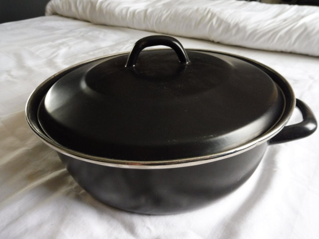Gietijzeren emaille pan braadpan braad pan 29 cm, Ophalen, Zo goed als nieuw, Gietijzer