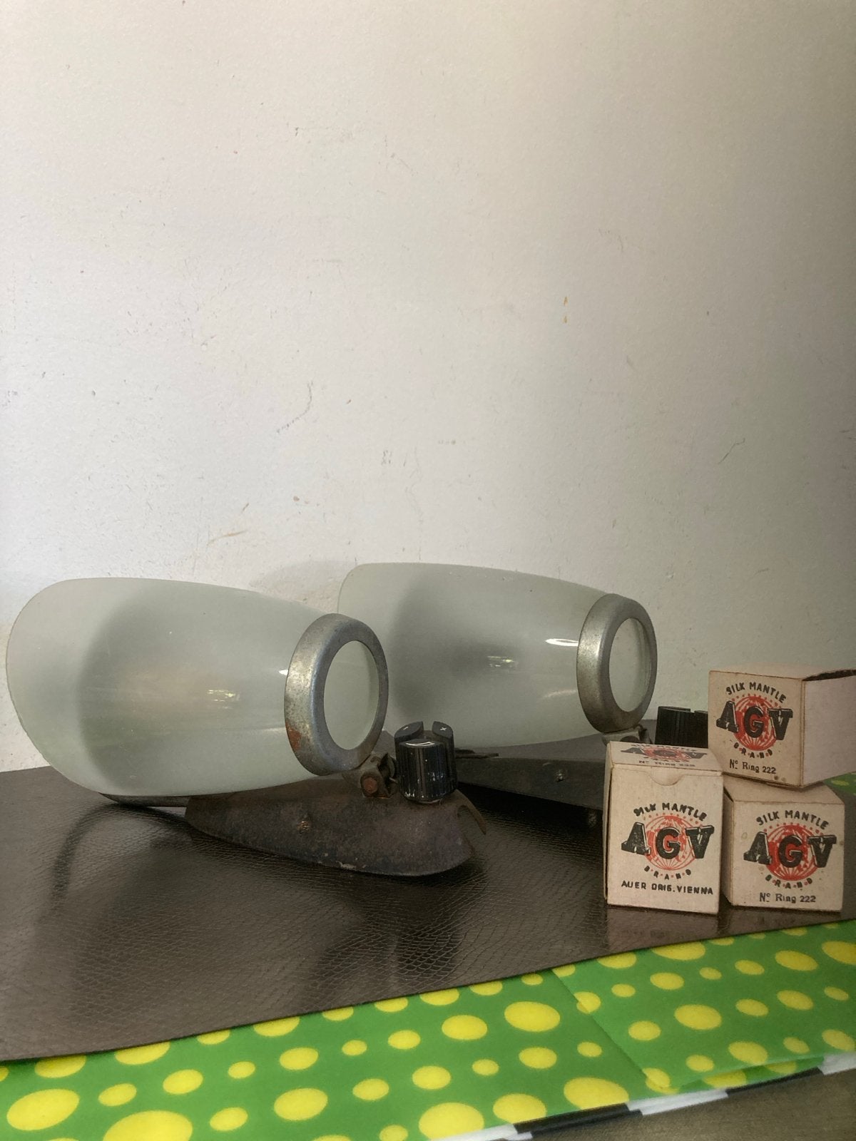 2 Vintage Gas Wandlampjes met Kousjes in Originele Doosjes, Ophalen of Verzenden