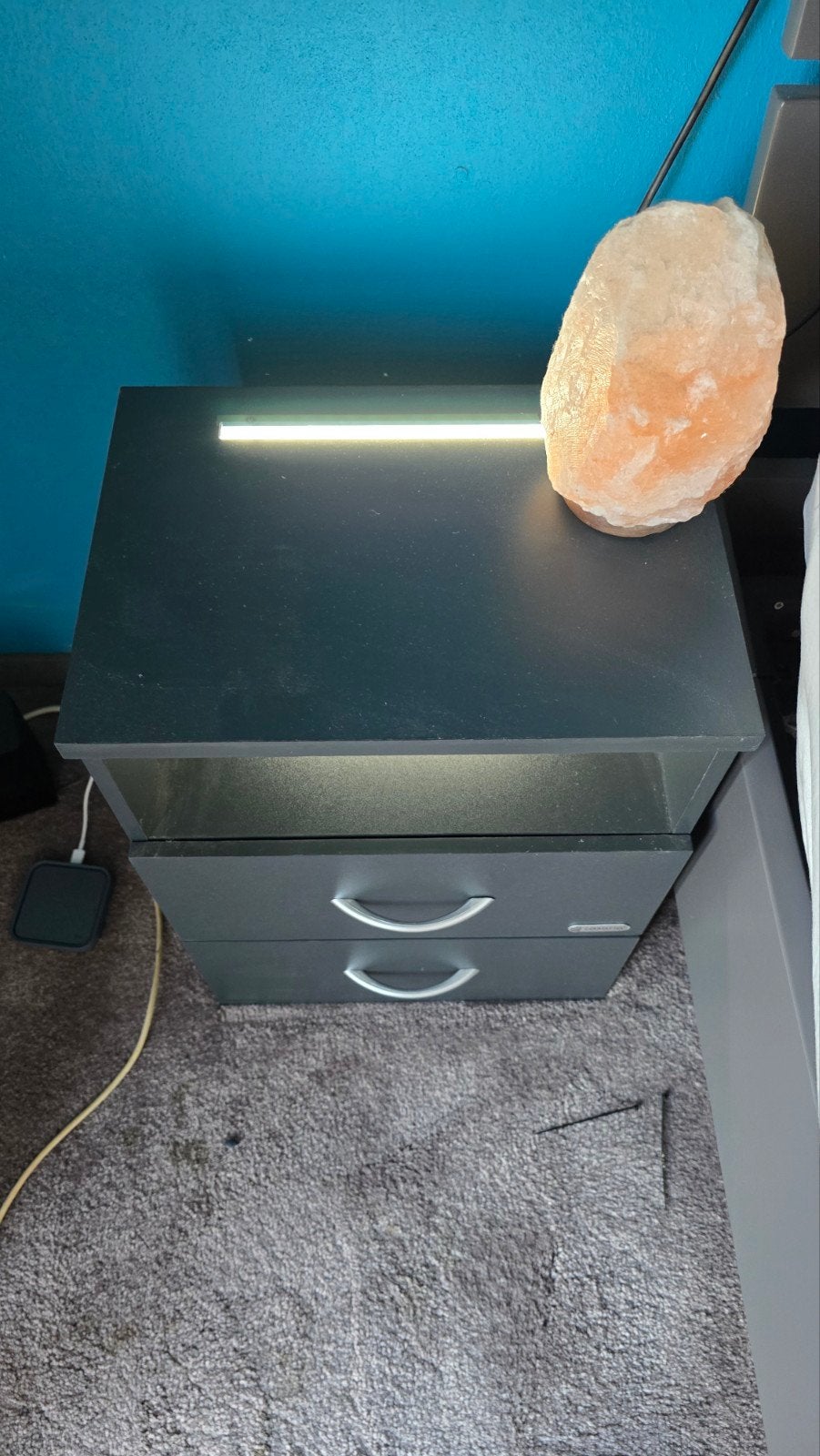 Casaria Nachtkastje met LED verlichting en 2 lades, Ophalen