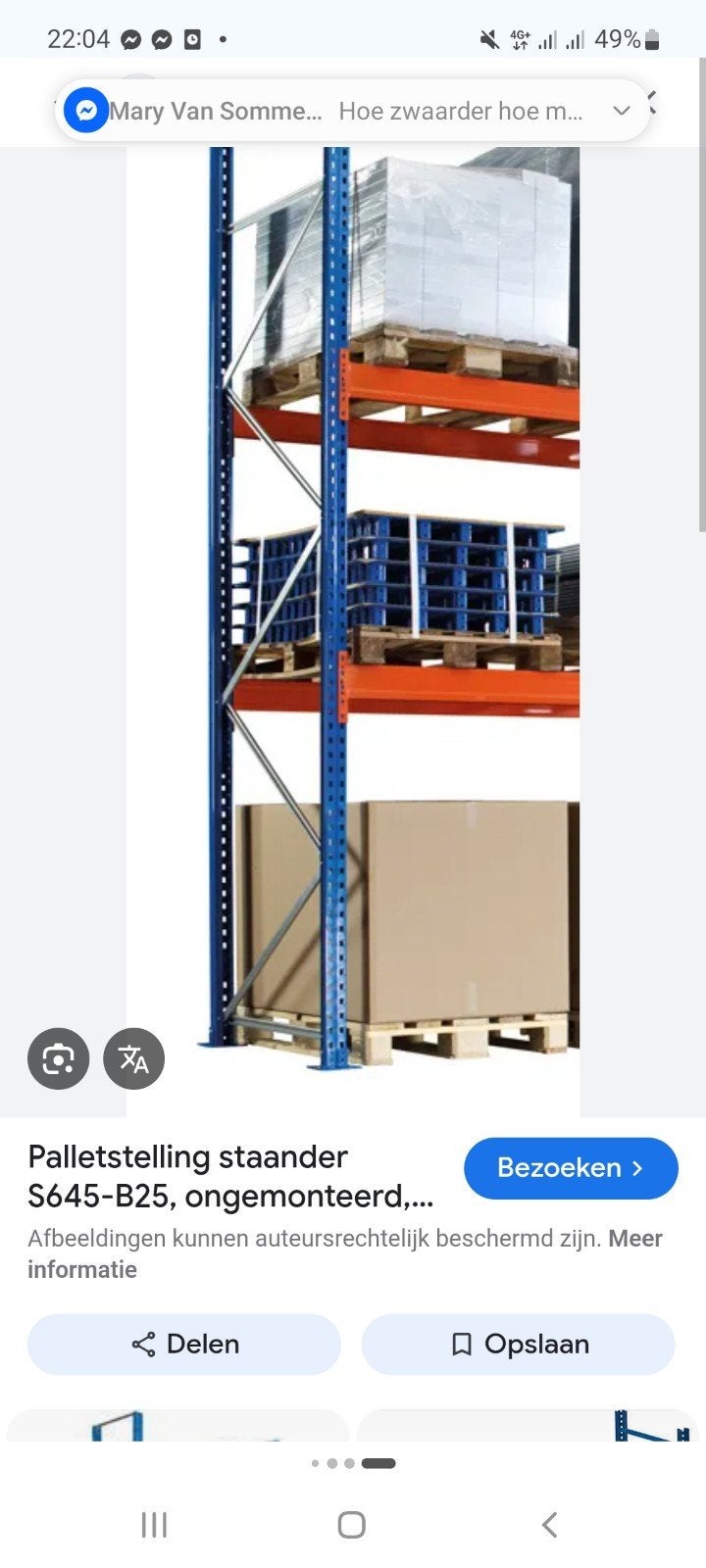 Magazijn stelling te koop, Ophalen