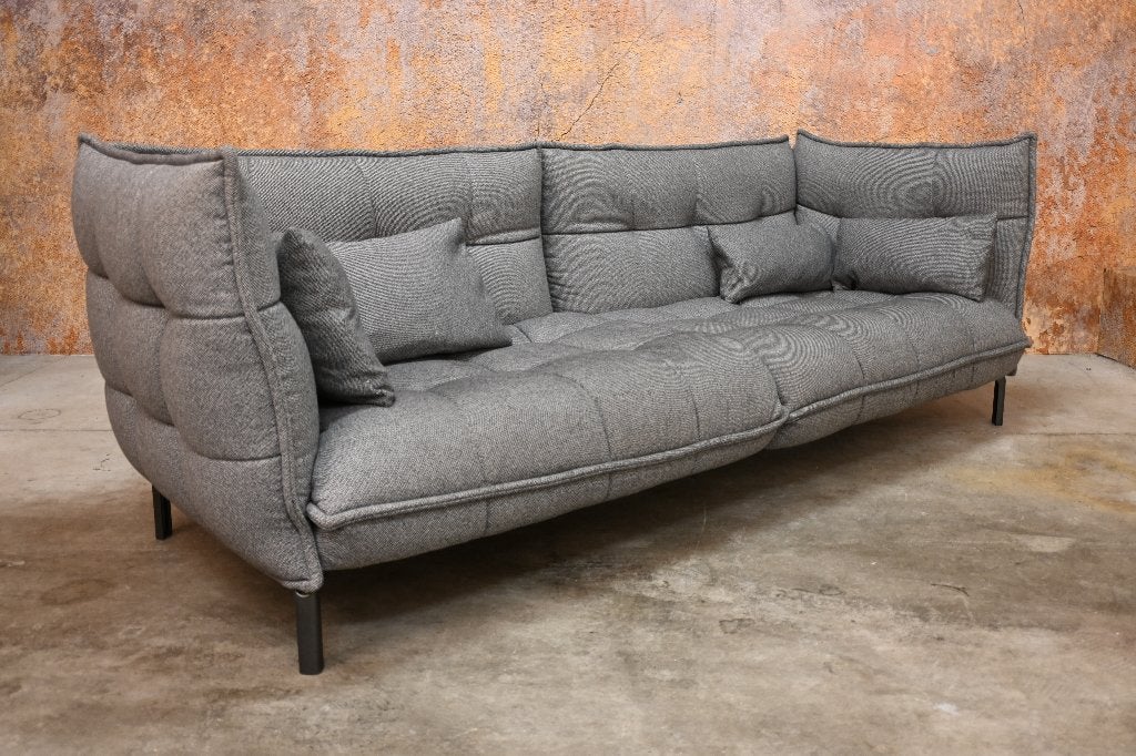 ZGAN! grijze stoffen exclusieve B&B Italia Husk design bank, 250 tot 300 cm, Tweepersoons, 75 tot 100 cm, Ophalen of Verzenden