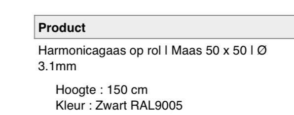 10m nieuw harmonicagaas, Ophalen, Nieuw, Minder dan 10 meter, Gaas