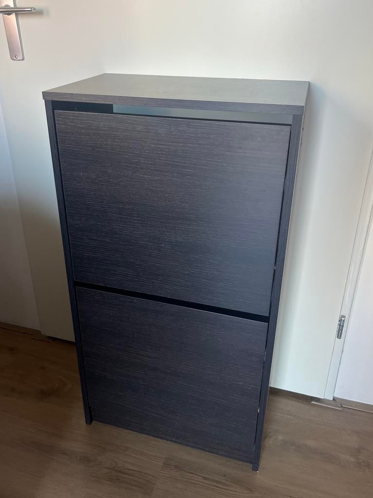 IKEA BISSA Schoenenkast - Donkerbruin Hout, 2 Vakken, Huis en Inrichting, Kasten | Schoenenkasten, Ophalen, Zo goed als nieuw