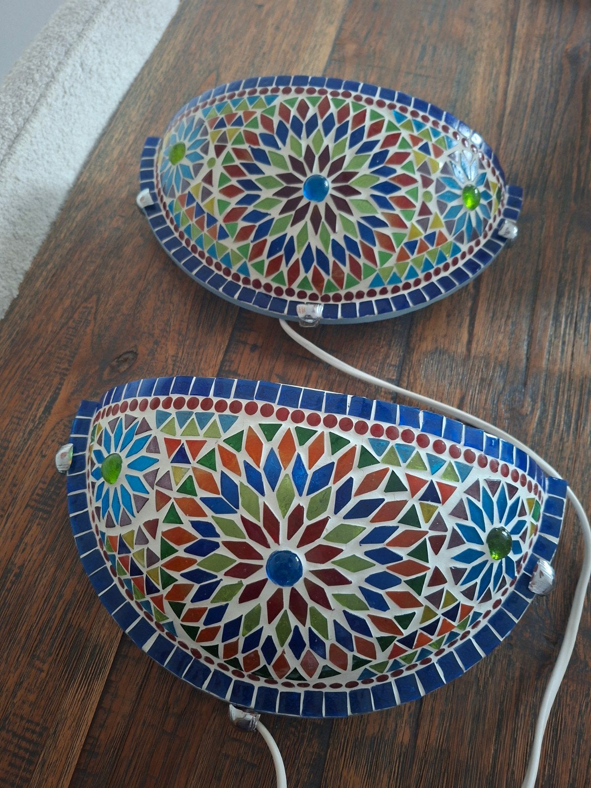 Set van 2 Mozaïek Wandlampen - Kleurrijk en Sfeervol, Met schakelaar, E14 (klein), Meerkleurig, Ophalen of Verzenden
