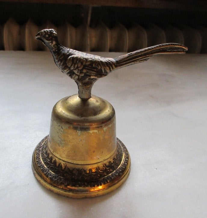 Messing tafelbel met fazant, Ophalen of Verzenden