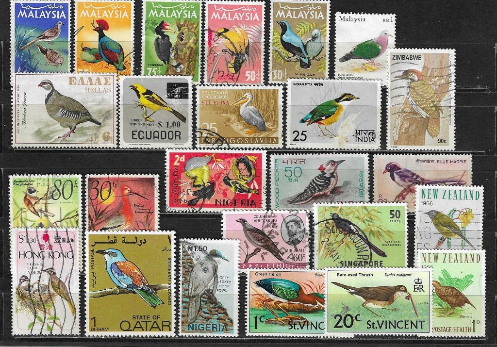 Postzegels vogels verre landen exotische, Verzenden, Gestempeld, Dier of Natuur
