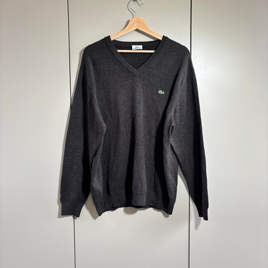 Lacoste Vintage Trui longsleeve XL Donkerbruin Wolblend, Verzenden, Zo goed als nieuw, Maat 56/58 (XL), Bruin